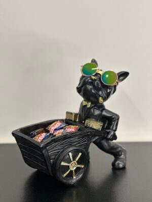 bulldog pulling a trolley