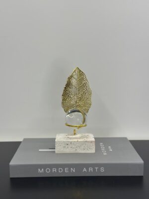 Golden Leaf Crystal Orb Decor
